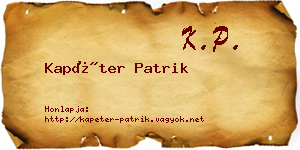 Kapéter Patrik névjegykártya